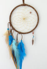 Load image into Gallery viewer, Brown and Turquoise 4 inch Dream Catcher Handmade in Canada
