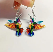 Load image into Gallery viewer, Colourful Hummingbird Earrings
