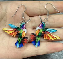 Load image into Gallery viewer, Colourful Hummingbird Earrings
