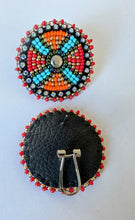 Load image into Gallery viewer, Teal and orange medallion earrings - North of Fifty Indigenous Boutique
