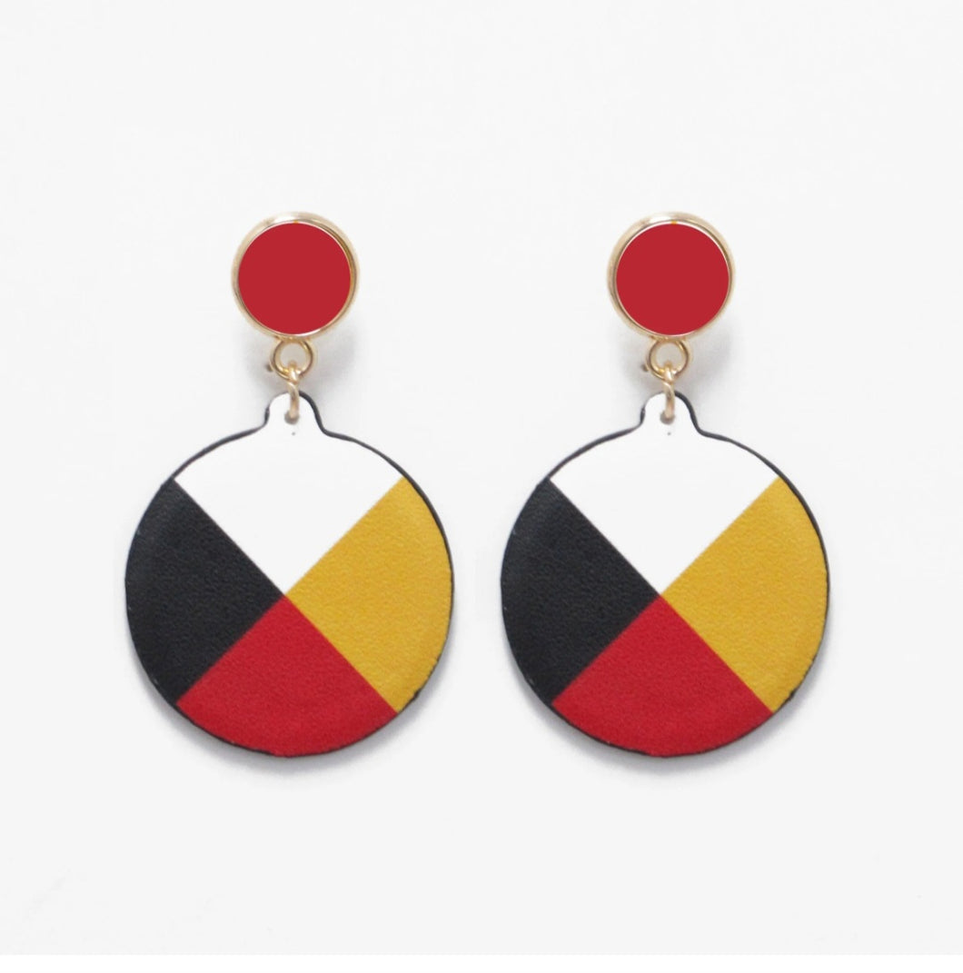 Medicine Wheel Vegan Leather Earrings