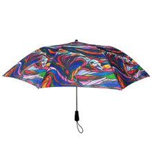 Load image into Gallery viewer, &quot;Salmon Hunter&quot; Collapsible Umbrella artwork by Indigenous artist Don Chase
