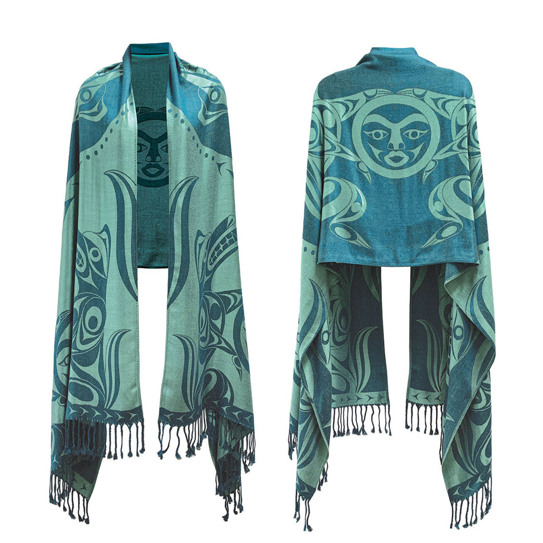Simone Moon Wolves and Full Moon Shawl by Coast Salish Artist Simone Diamond ...
