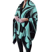 Load image into Gallery viewer, Reversible Fashion Cape - Eagle - Teal. design by Haida Artist Roger Smith
