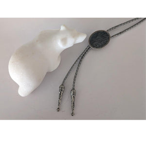 Grey Salmon Leather Bolo by Namgis artist Jonathan Whonnock