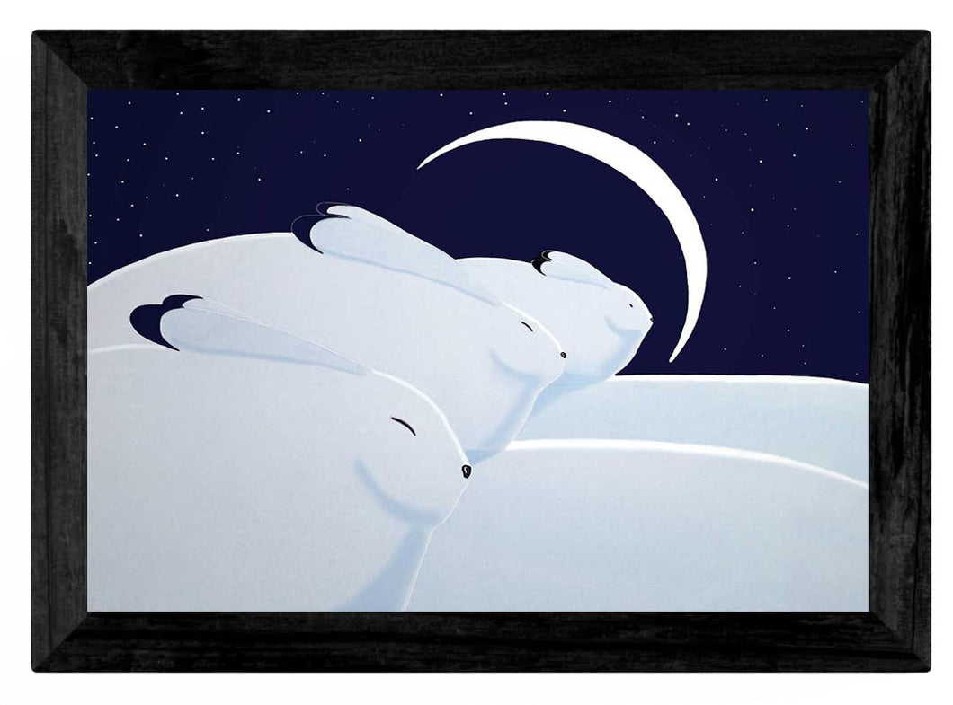 Wall Art -  Winter Moon with Hares by Rick Beaver