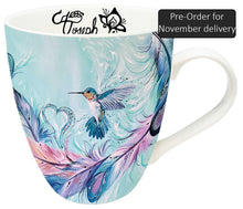 Load image into Gallery viewer, "Hummingbird Feathers"  Mug by Métis artist, Carla Joseph
