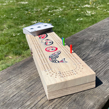 Load image into Gallery viewer, Eagle and Salmon Cribbage Board, design by Paul Windsor
