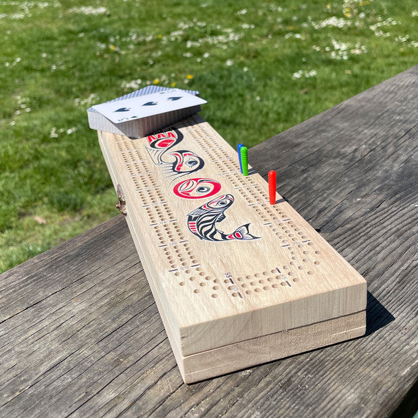 Eagle and Salmon Cribbage Board, design by Paul Windsor
