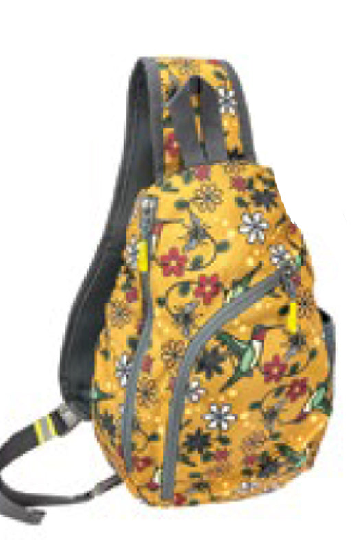 Sling Back Pack, Hummingbird (Nenookaasi) Native Artist Storm Angeconeb