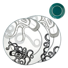 Load image into Gallery viewer, &quot;Octopus (Nuu)&quot; Set of two 10.5&quot; Dinner Plates, design by Haida Artist Ernest Swanson
