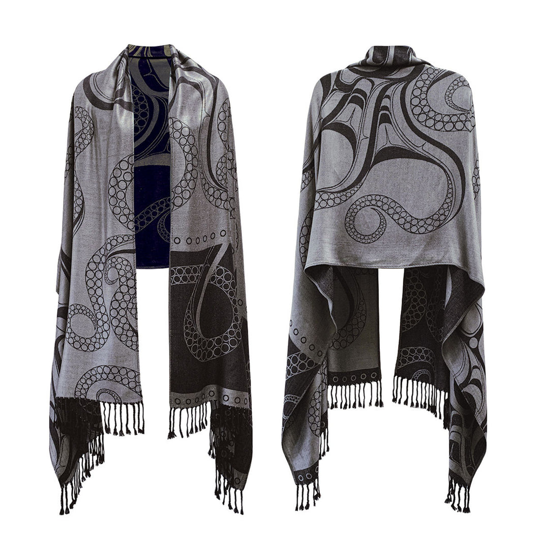 Octopus Nu Shawl featuring the artwork of Ernest Swanson, Haida - arriving late January 2025