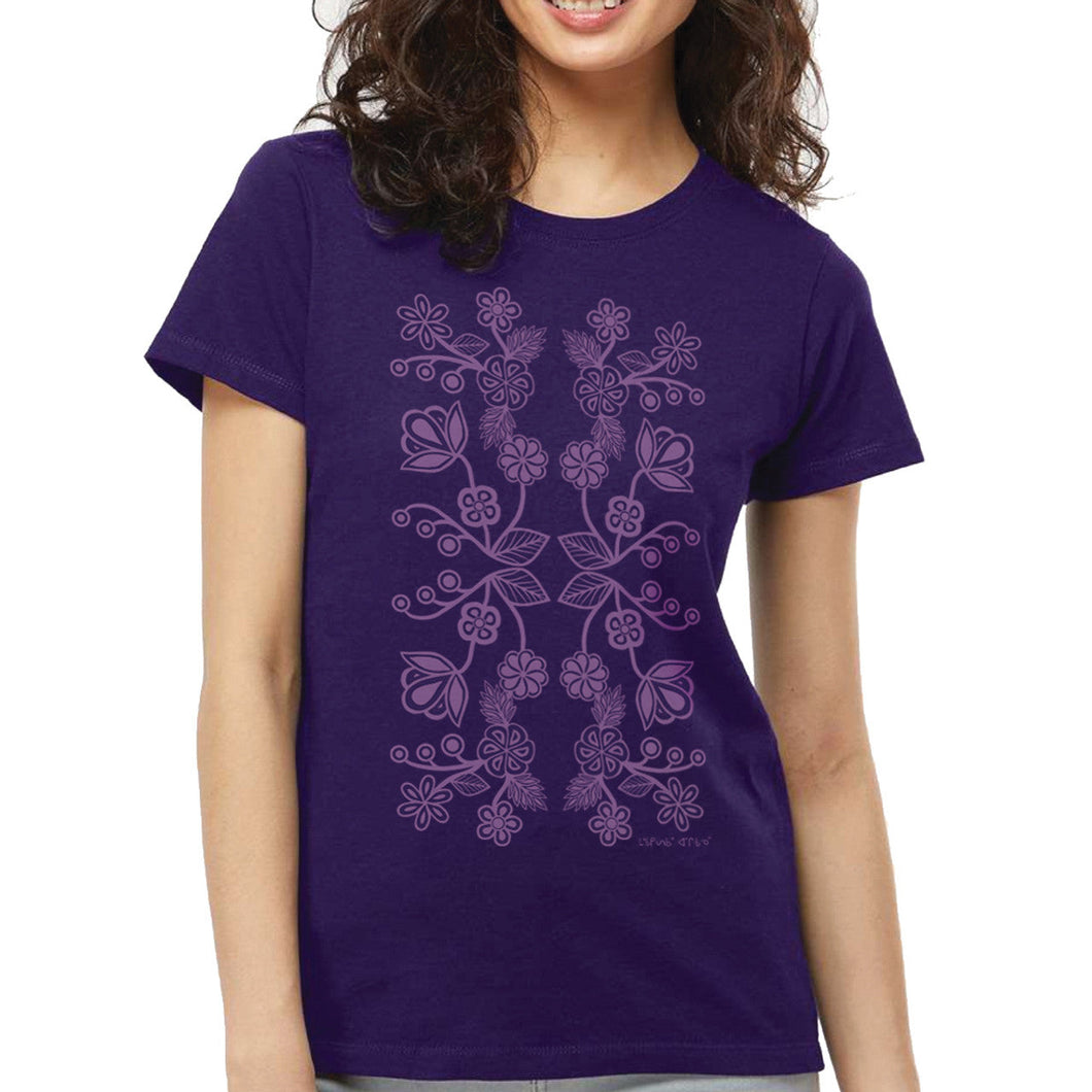 Ojibwe Florals T-shirt by Storm Angeconeb