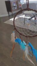 Load and play video in Gallery viewer, Brown and Turquoise 4 inch Dream Catcher Handmade in Canada
