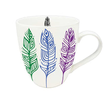 Load image into Gallery viewer, Pride Feathers Mug by Indigenous artist Patrick Hunter North of Fifty 50 Indigenous designs
