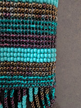 Load image into Gallery viewer, Hand beaded Amulet Necklace in Teals and Browns

