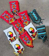 Load image into Gallery viewer, Hand beaded Amulet Necklace in Teals and Browns
