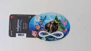 Metis Pride sticker art by Metis Artist Carla Joseph