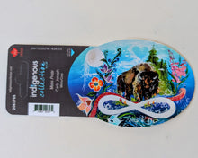 Load image into Gallery viewer, Metis Pride sticker art by Metis Artist Carla Joseph
