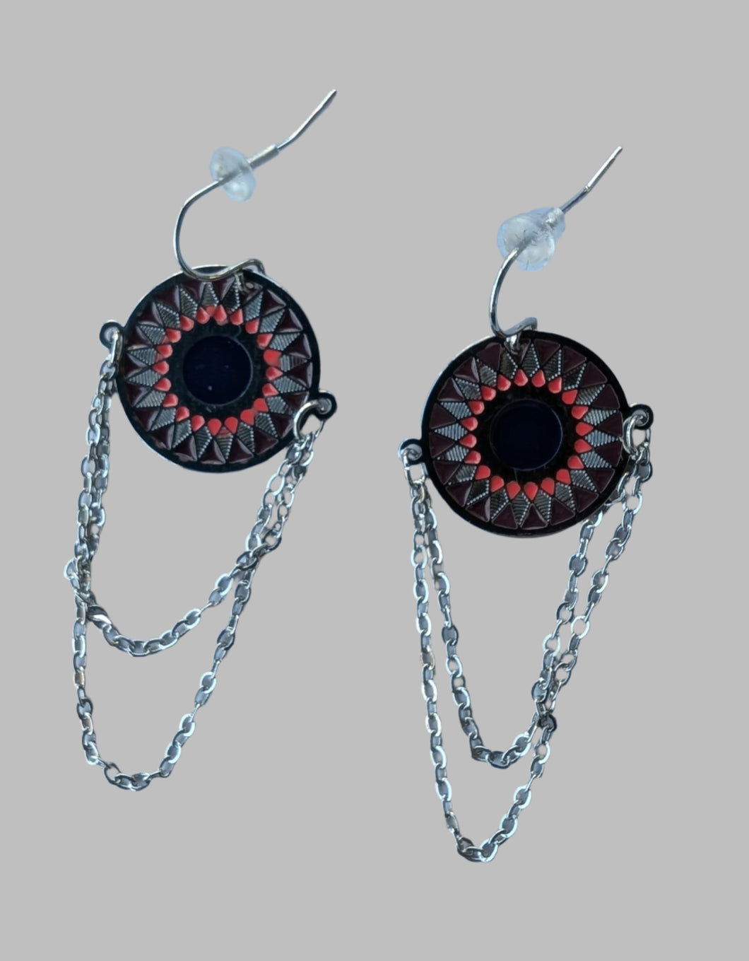 Mandella Earrings with Silver Chain accent