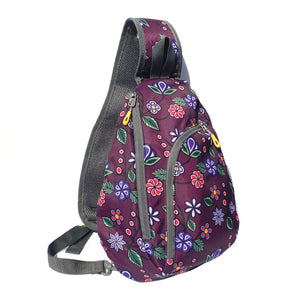 Sling Back Pack -  Ojibwe Florals by Native artist, Storm Angeconeb