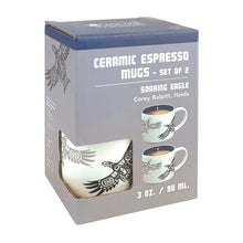 Load image into Gallery viewer, "Soaring Eagle" Espresso mugs, set of two, design by Haida artist Corey Bulpitt
