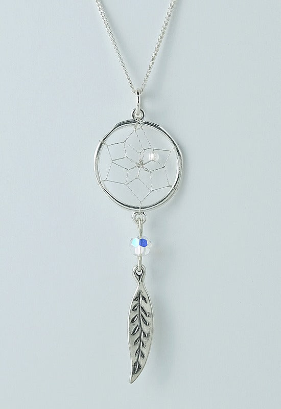 Sterling Silver Dream Catcher necklace with Swarovski crystal