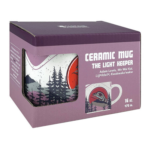 The Light Keeper 16oz Mug, design by Adam Lewis, Kwakwaka'wakw, Liǧʷiłdax̌ʷ, We Wai Kai - North of Fifty Indigenous Boutique