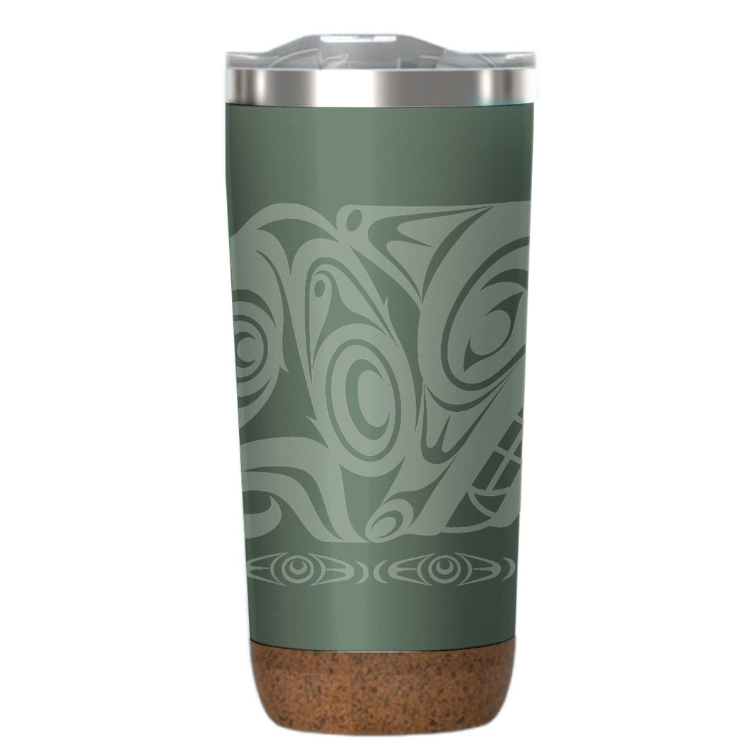 20 oz cork based Travel Mug - Urban Wolf by Maynard Johnny Jr