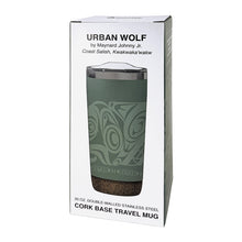 Charger l&#39;image dans la galerie, 20 oz cork based Travel Mug - Urban Wolf by Maynard Johnny Jr
