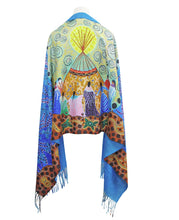 Load image into Gallery viewer, &quot;Dancing Women&quot; Art Print Shawl design by Leah Dorion

