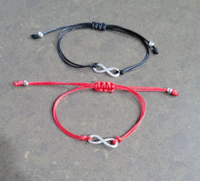 Load image into Gallery viewer, Adjustable 2 strand Infinity Bracelets in red or black
