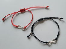 Load image into Gallery viewer, Adjustable 2 strand Infinity Bracelets in red or black
