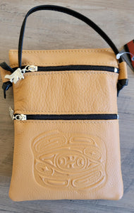 Saddle Leather Passport Pouch with Raven design by Corrine Hunt