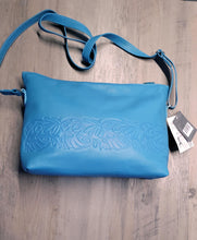Load image into Gallery viewer, Turquoise shoulder bag with Hummingbird design by Bill Helin
