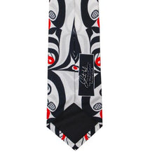 Load image into Gallery viewer, Killer Whale Crosshatch silk tie Curtis Wilson Indigenous First nations art

