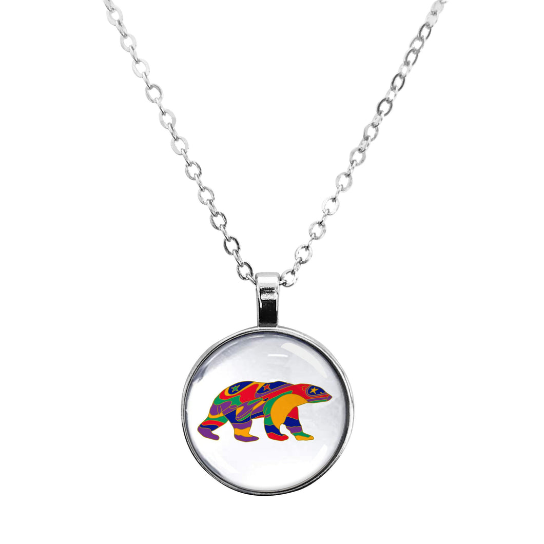 Alpha Bear Glass Dome necklace