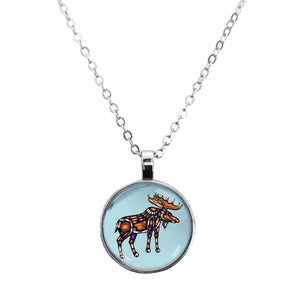 John Rombough Moose Glass Dome necklace