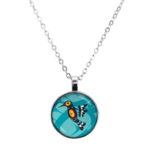 "Hummingbird Glass Dome Necklace
