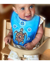 Load image into Gallery viewer, Medicine Turtle bib, perfect for babies and toddlers, design by James Jacko

