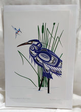 Load image into Gallery viewer, Hummingbird and Blue Heron Art Card by Native Artist Richard Shorty - North of 50 Métis Designs
