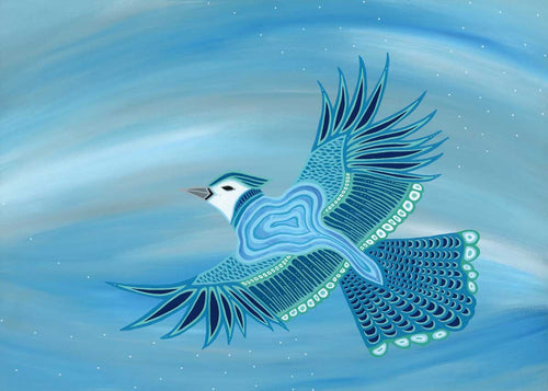 Blue Jay Art Card by Patrick Hunter - North of 50 Métis Designs