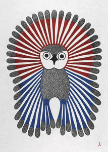 Vibrant Young Owl by Native artist Kenojuak Ashevak, North of Fifty 50