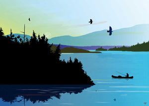 Blue Lake Fishing by Mark Preston, native artist, Indigenous Art, Northwest Coast art, North of Fifty 50