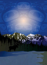 Load image into Gallery viewer, Chilly Night Scene by Mark Preston, native artist, Indigenous Art, Northwest Coast art, North Of Fifty 50
