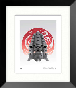 Three Watchmen Blood Moon by Mark Preston, native artist, Indigenous Art, Northwest Coast art, North of Fifty 50