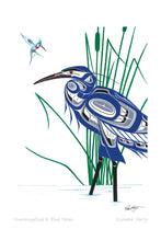 Load image into Gallery viewer, Hummingbird and Blue Heron Indigenous Art, Native Artist Richard Shorty North of 50
