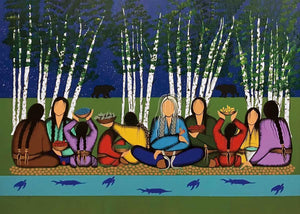 Giving Thanks for Who We are by Simone McLeod, Cree artist, Ojibway art, Indigenous artist, Native art, North of Fifty 50