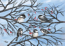 Load image into Gallery viewer, Chickadees by Native artist Carla Joseph, North of Fifty 50
