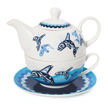 Load image into Gallery viewer, Tea for 1 set, &quot;Orca Family&quot;  by Paul Windsor - mug, teapot and saucer all in one!
